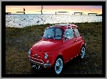 Fiat 500, Most, Czerwony, Rzeka